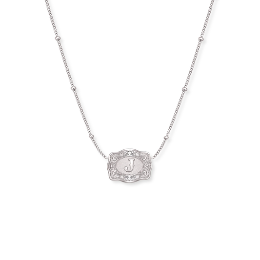 Ultra Mini Buckle Initial Necklaces- Silver