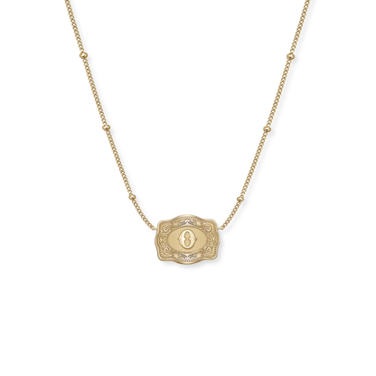 SpurWest Ultra Mini Buckle Initial Necklaces- Gold