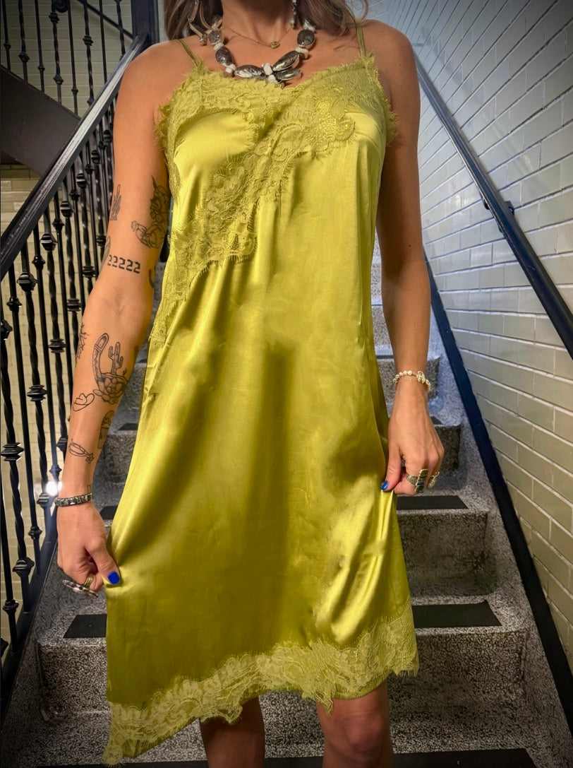 The Mane Event Slip Dress- Matcha