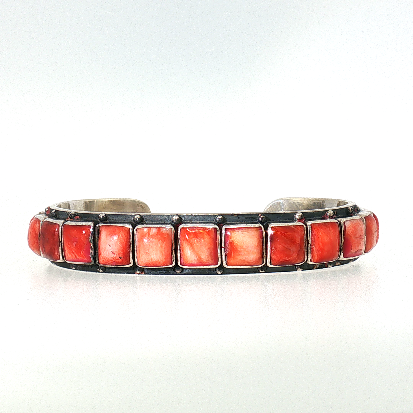 Federico Red Spiny Single Row Bracelet- 6 1/4"