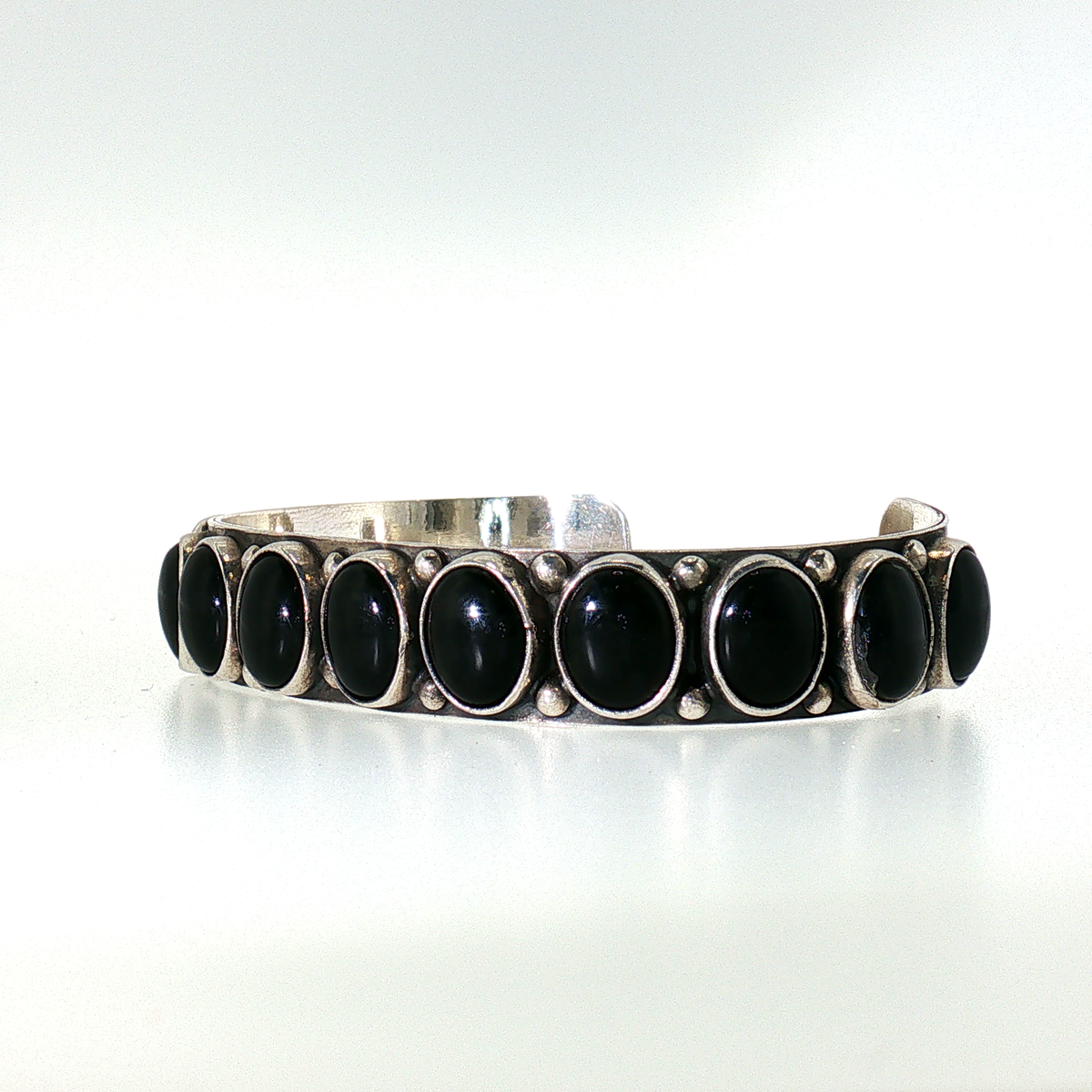Federico Black Onyx Single Row Bracelet- Small/Medium "North to South"