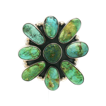 Federico Sonoran Gold Turquoise Cluster Ring- Adjustable
