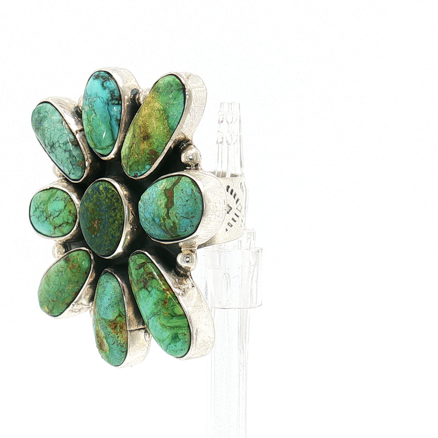 Federico Sonoran Gold Turquoise Cluster Ring- Adjustable