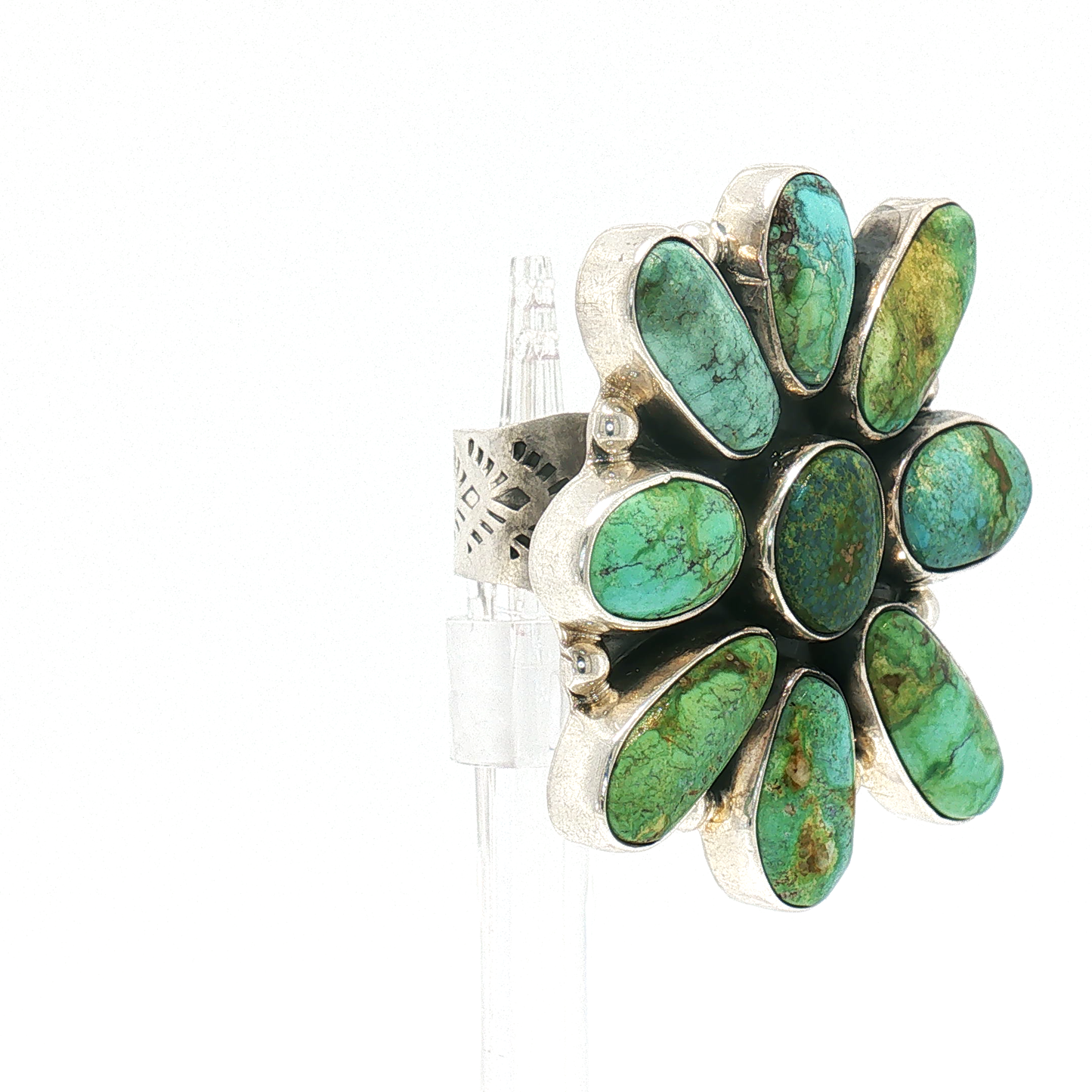 Federico Sonoran Gold Turquoise Cluster Ring- Adjustable