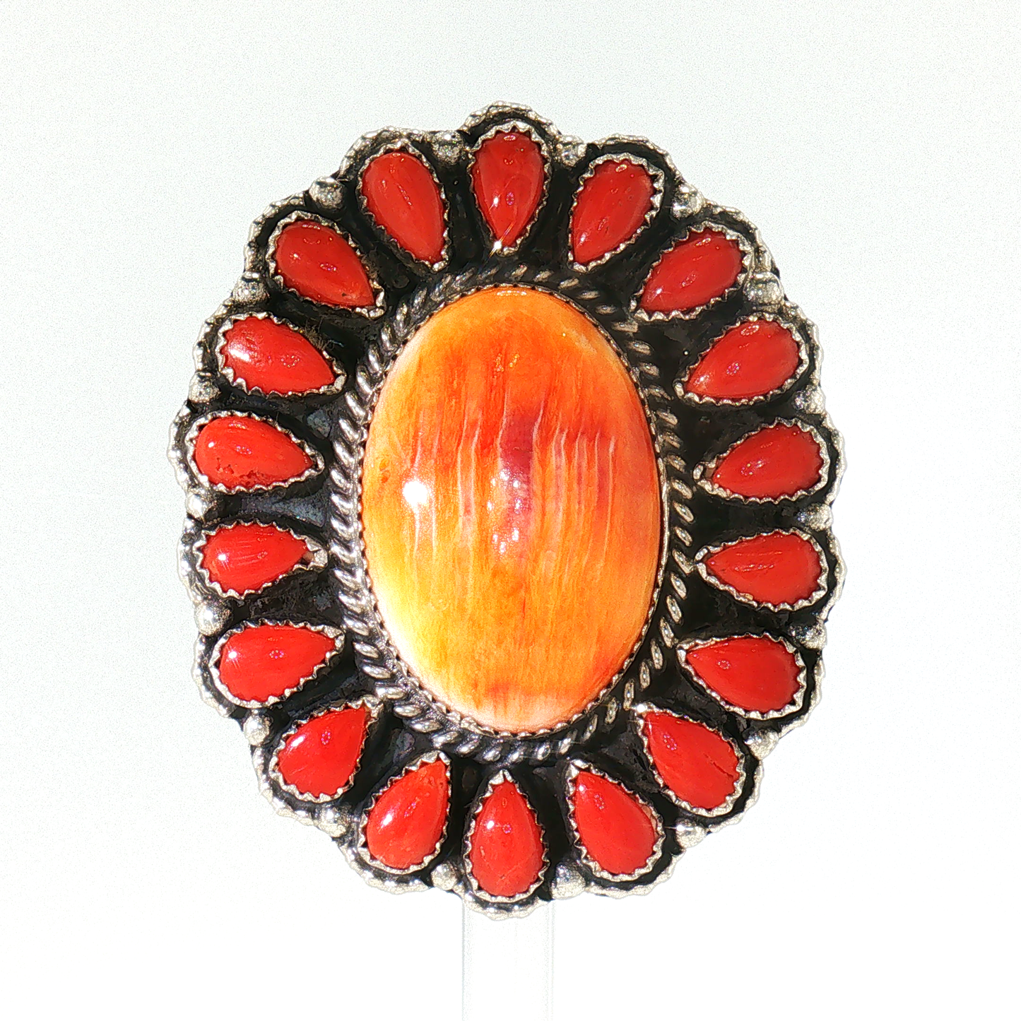 Orange Spiny and Red Coral Ring- Adjustable
