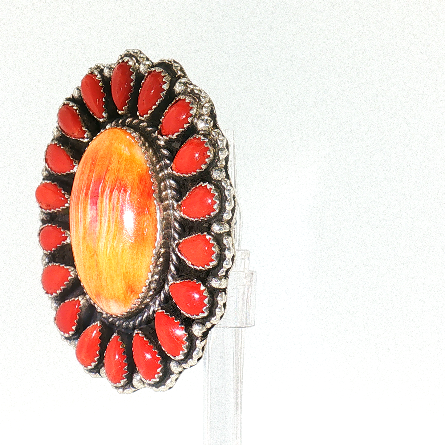 Orange Spiny and Red Coral Ring- Adjustable