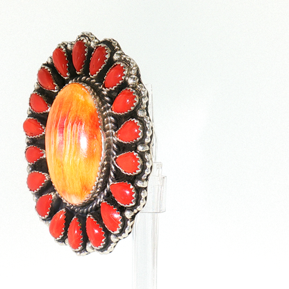 Orange Spiny and Red Coral Ring- Adjustable