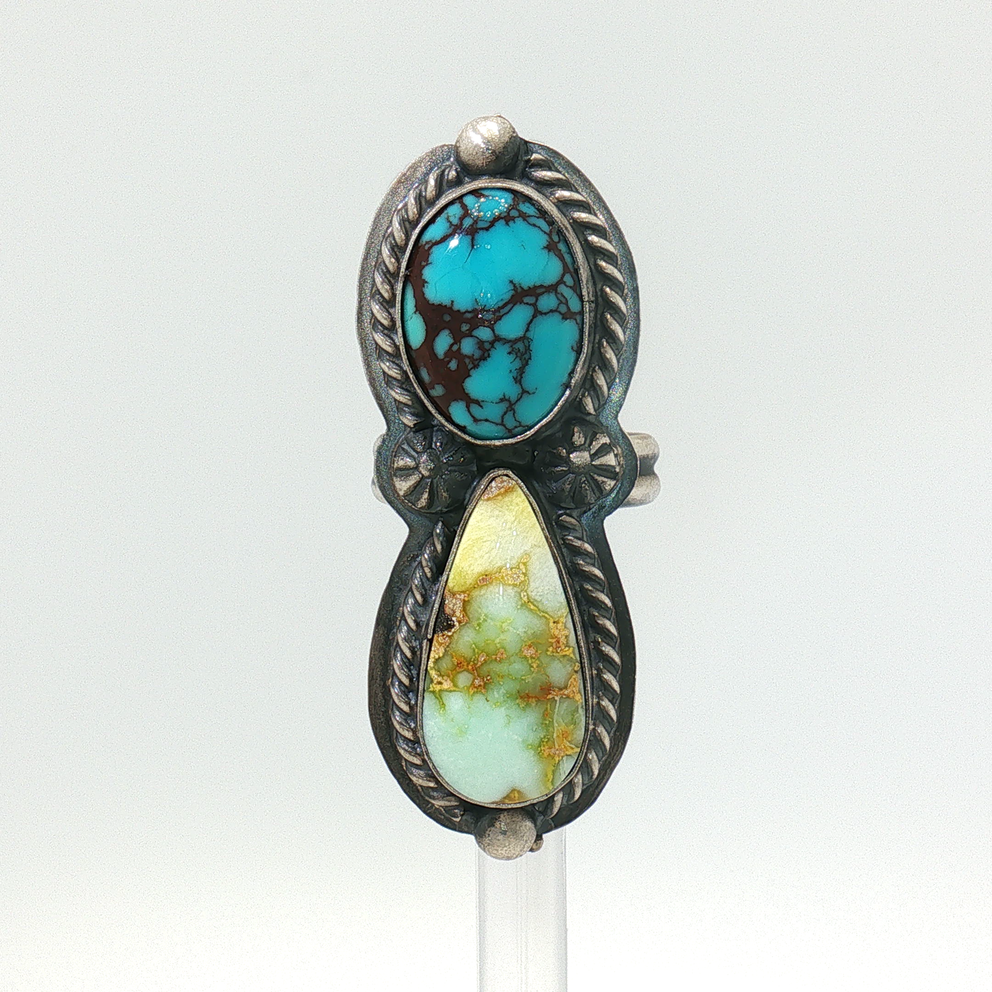 Delbert Sacatero Palomino and Prince Turquoise Ring- Adjustable