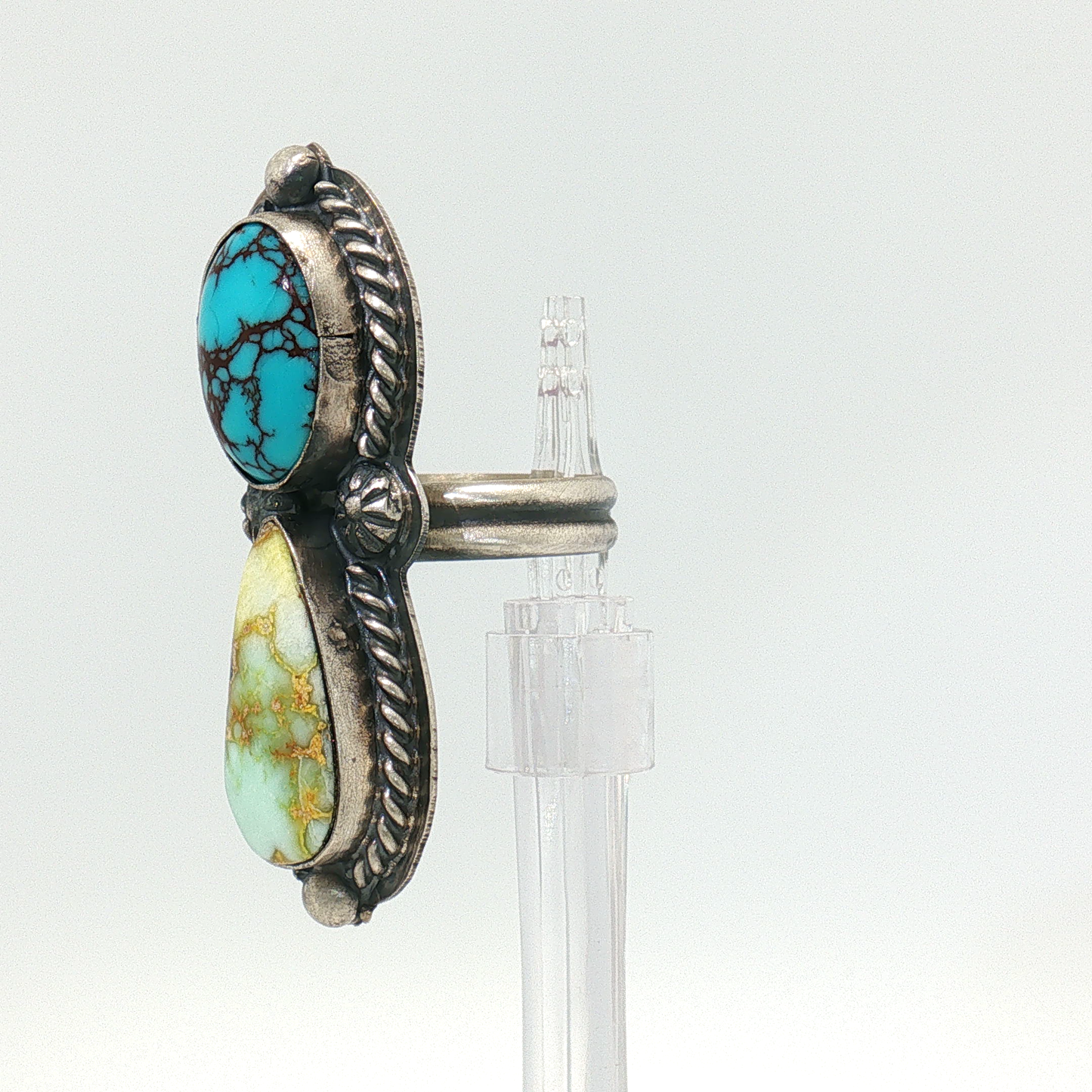 Delbert Sacatero Palomino and Prince Turquoise Ring- Adjustable