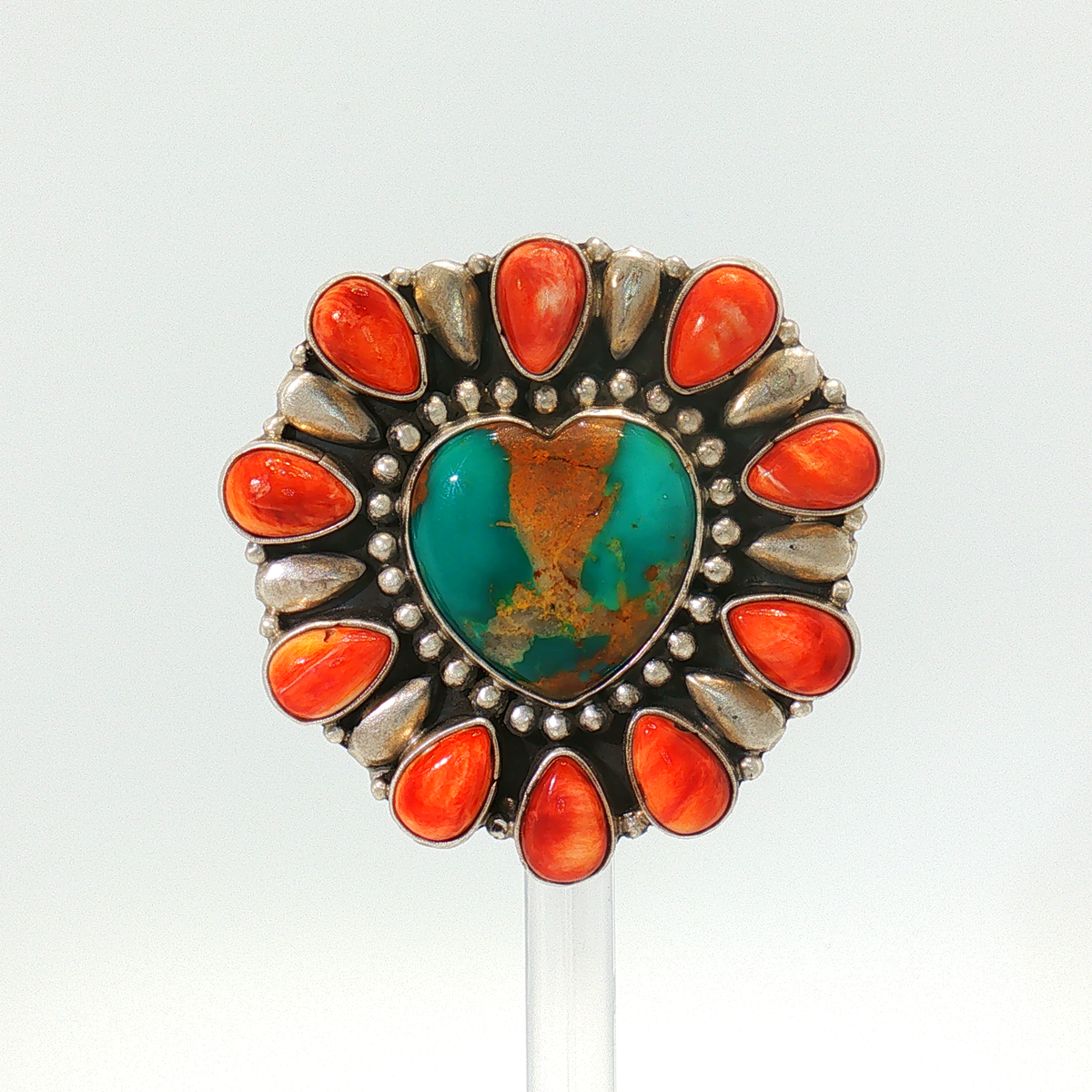 G James Royston & Red Spiny Heart Ring