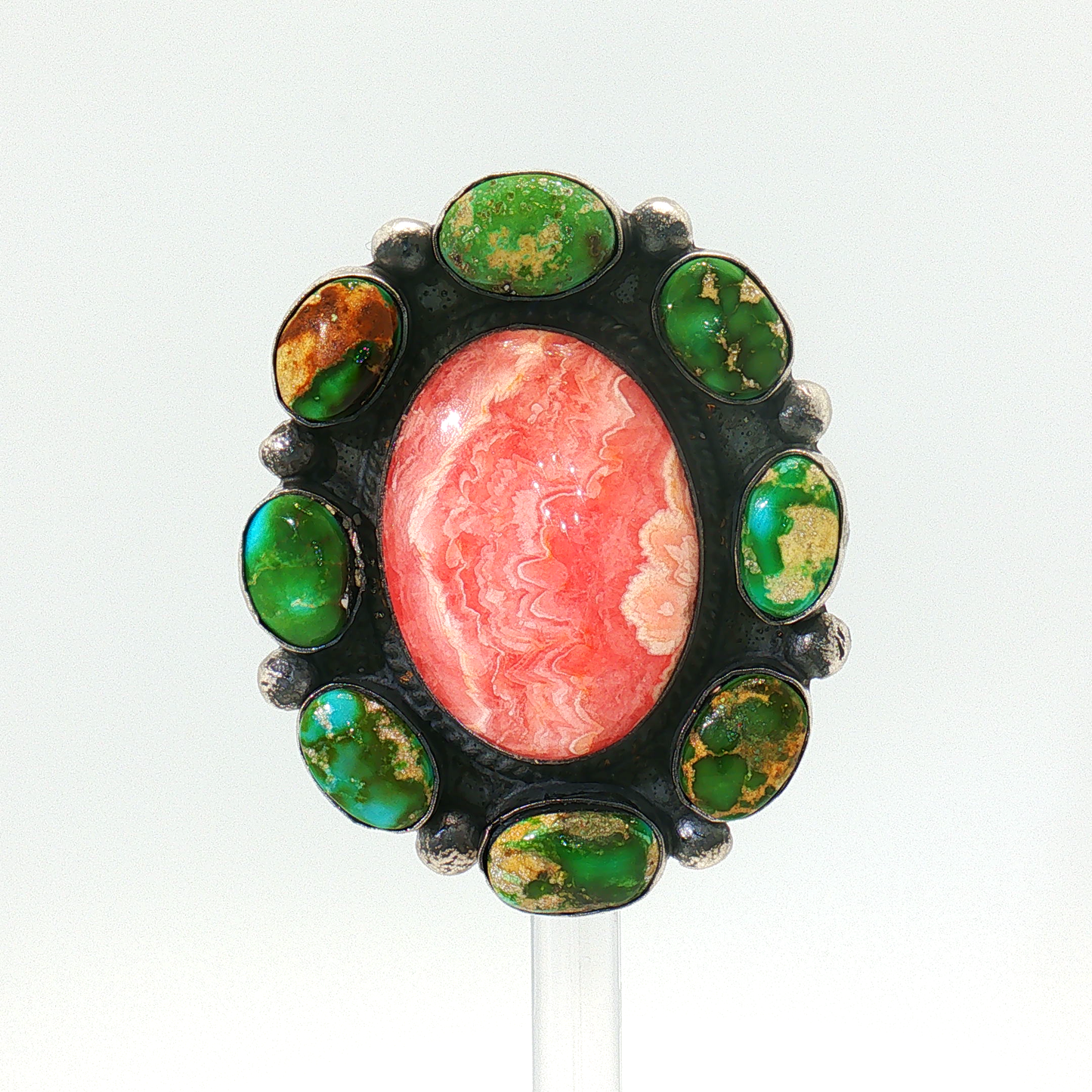 Sonoran Gold Turquoise & Rhodocrosite Cluster Ring- Adjustable