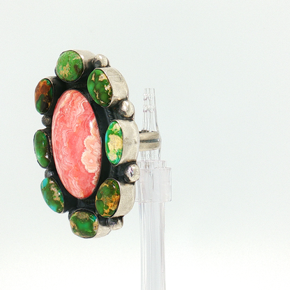 Sonoran Gold Turquoise & Rhodocrosite Cluster Ring- Adjustable