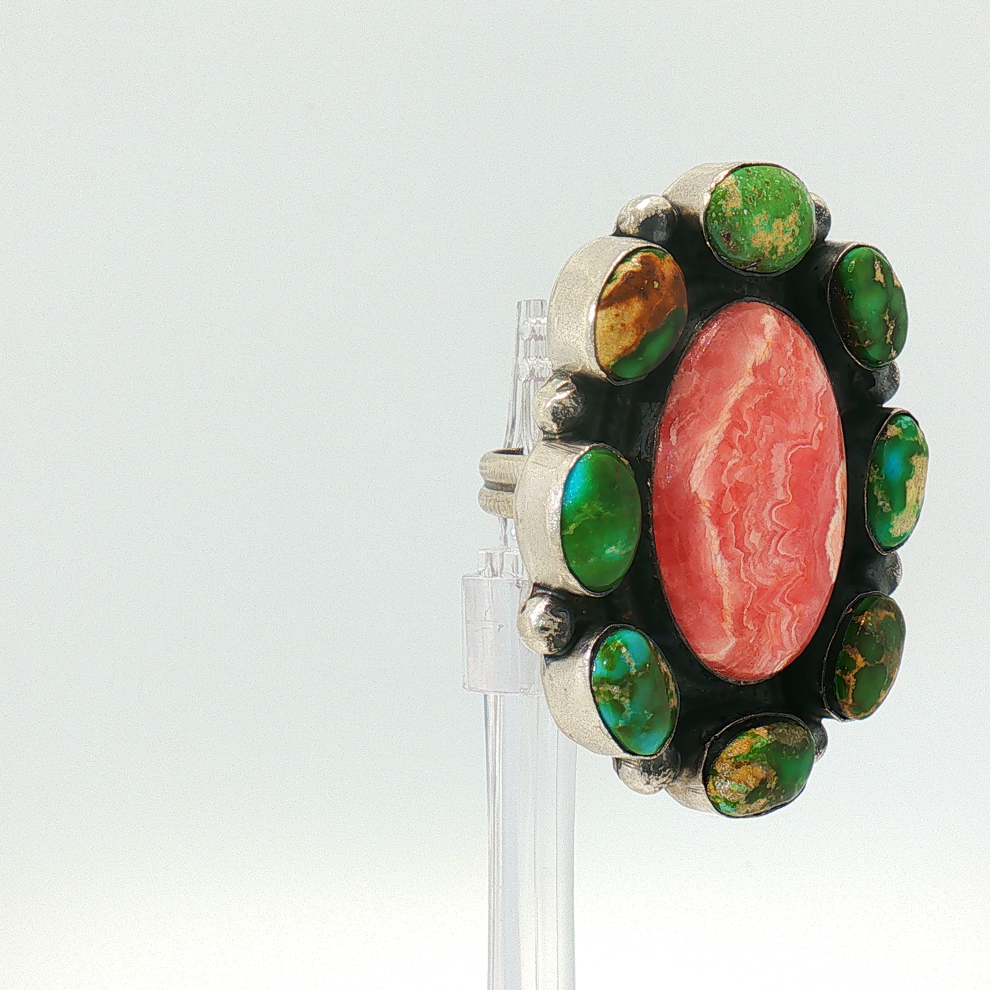 Sonoran Gold Turquoise & Rhodocrosite Cluster Ring- Adjustable