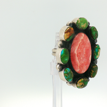 Sonoran Gold Turquoise & Rhodocrosite Cluster Ring- Adjustable