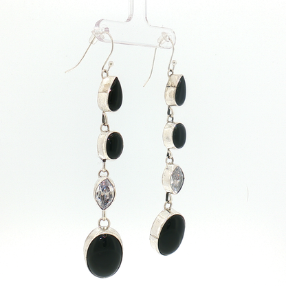 Rena Shelly Onyx & CZ Earrings