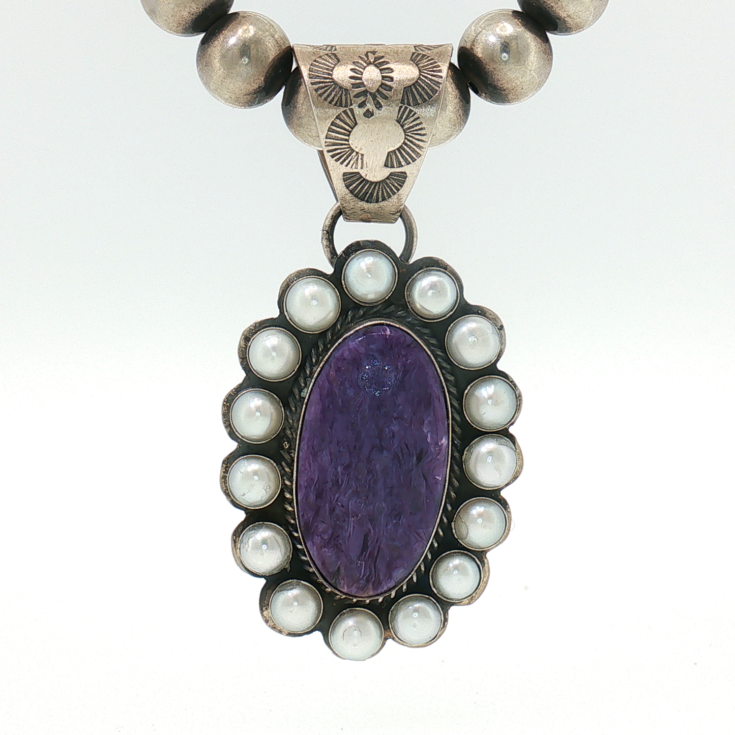 Charoite & Pearl Pendant