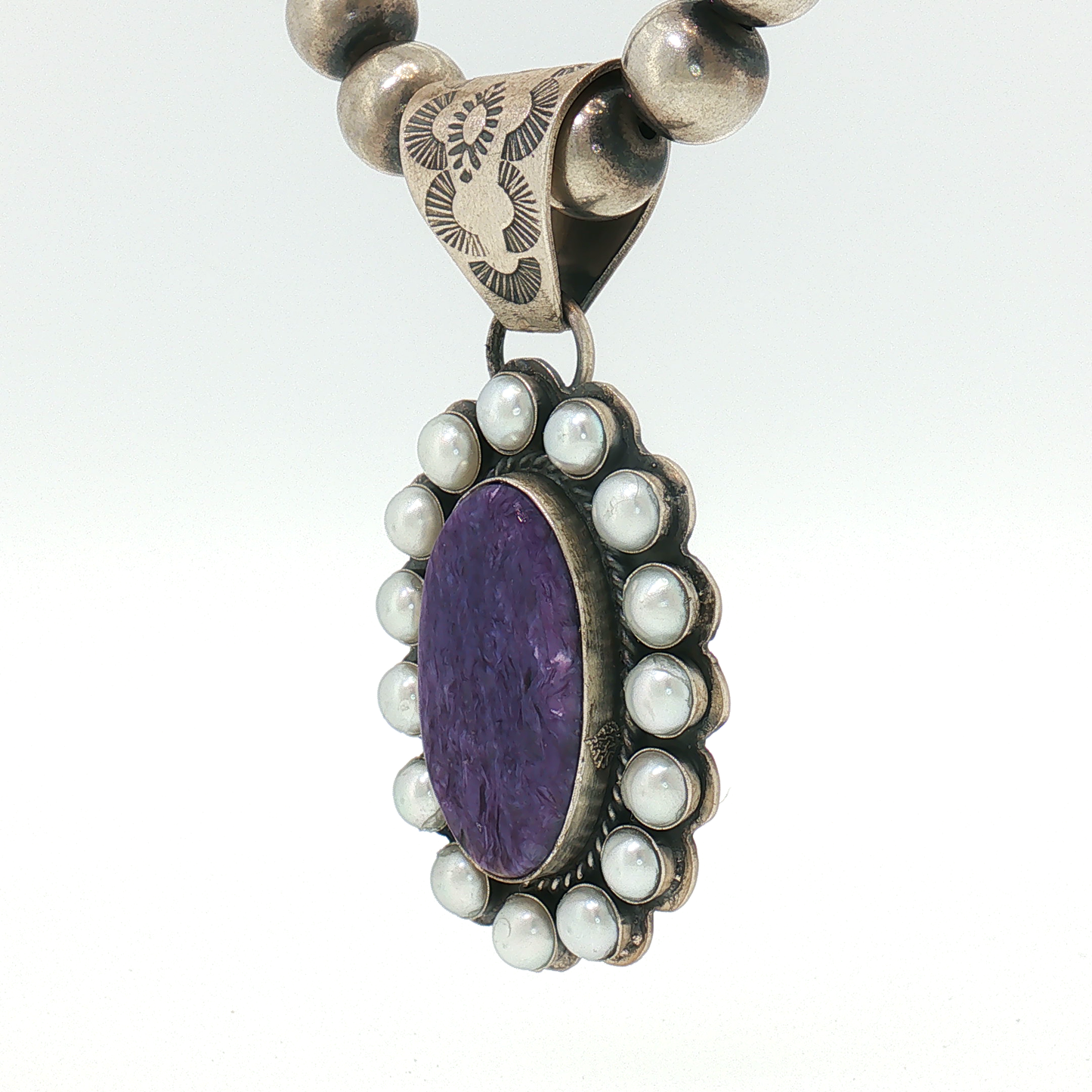 Charoite & Pearl Pendant