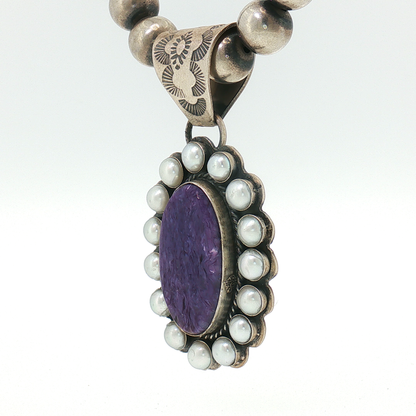 Charoite & Pearl Pendant
