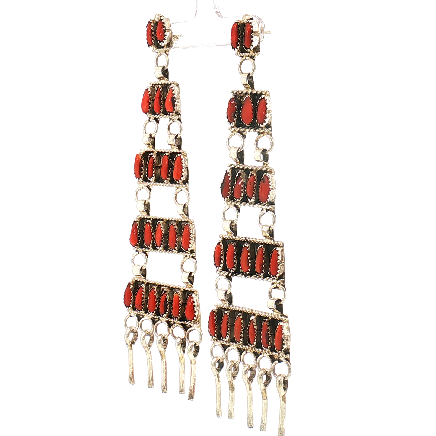 Red Coral Chandelier Earrings