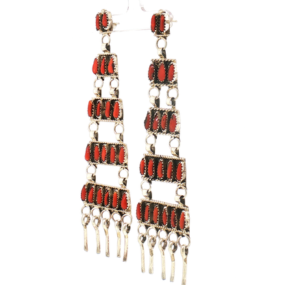 Red Coral Chandelier Earrings