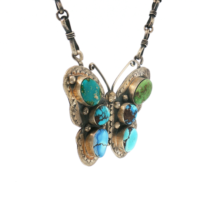Jeff Largo Turquoise Butterfly Necklace
