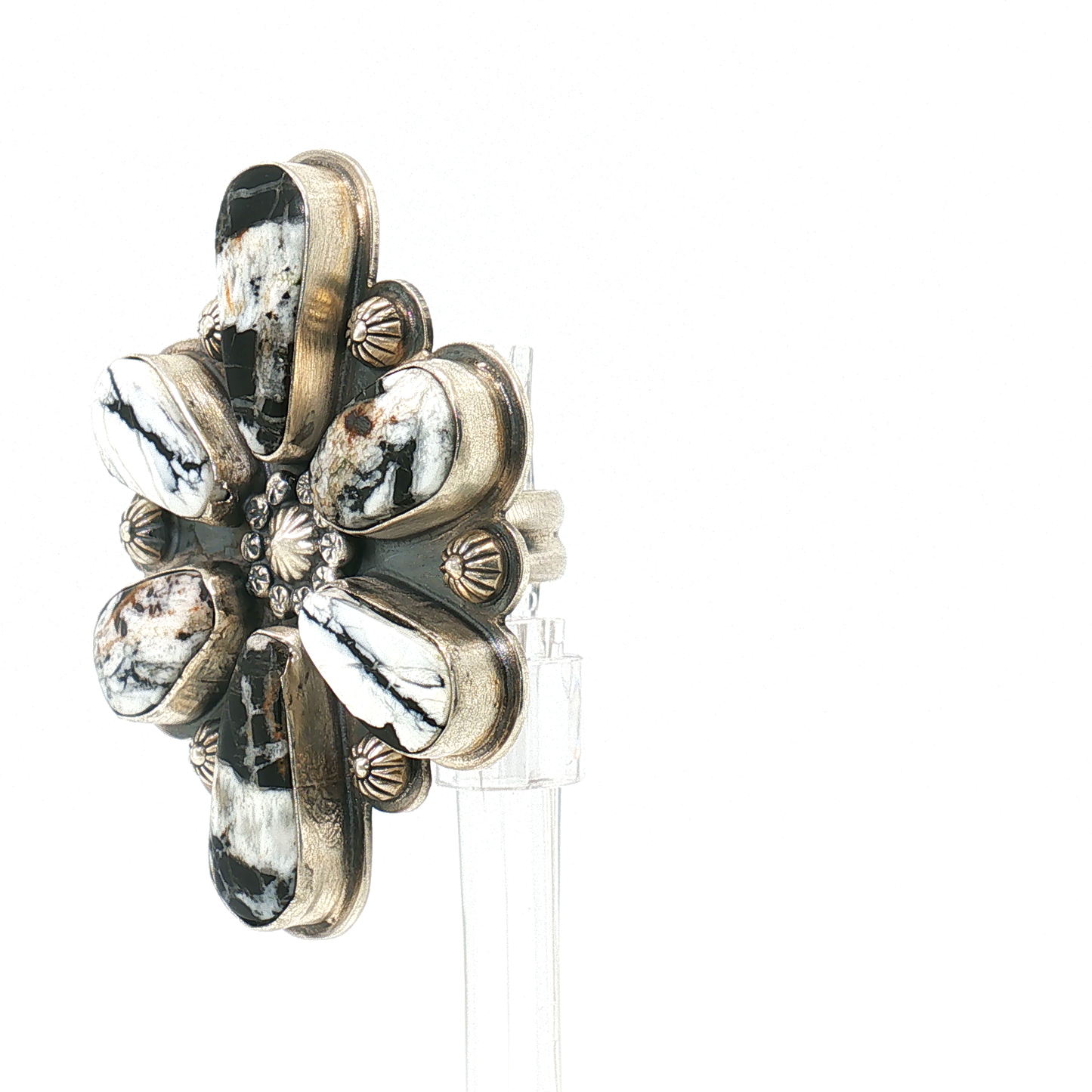 White Buffalo Cluster Ring- Adjustable