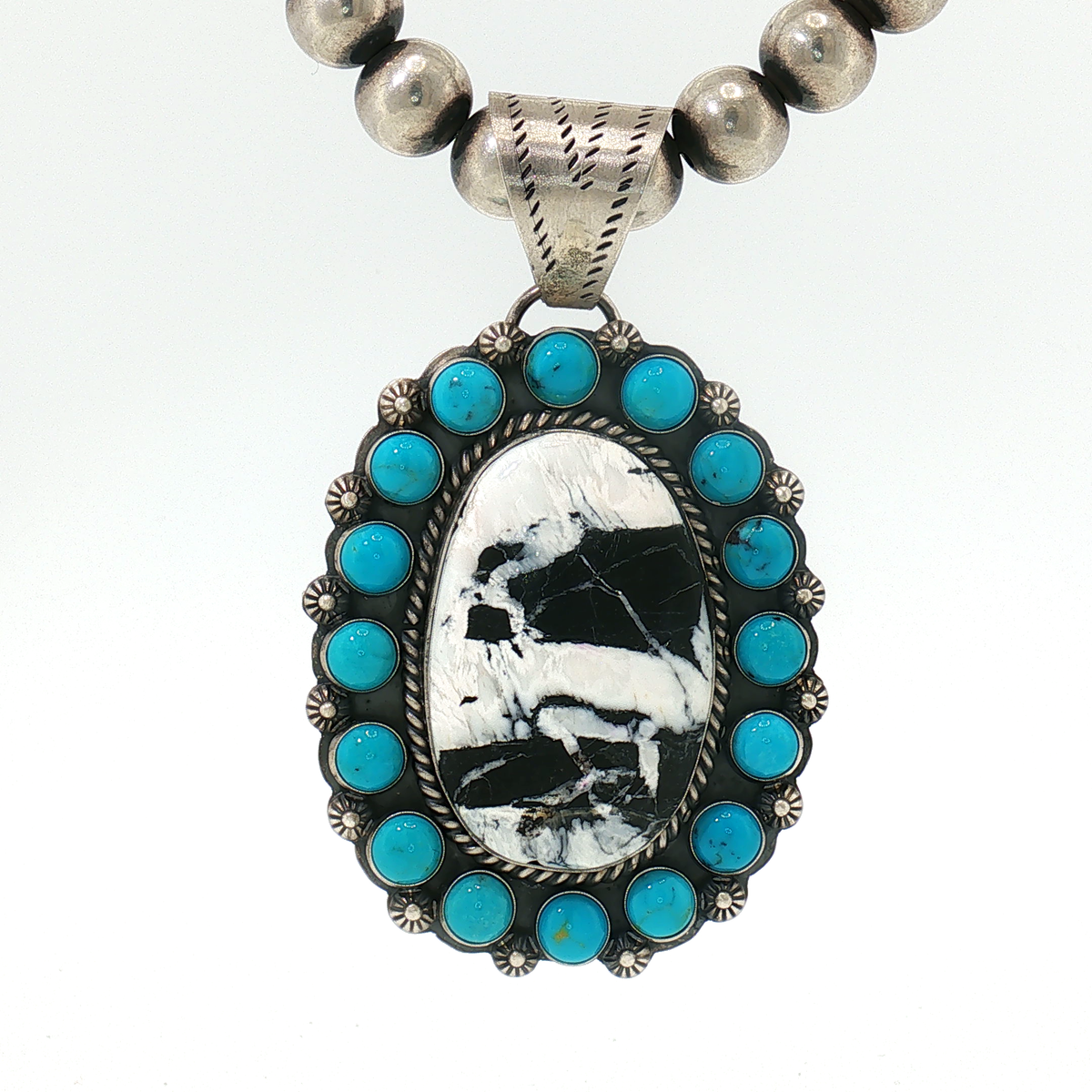 White Buffalo & Sleeping Beauty Pendant