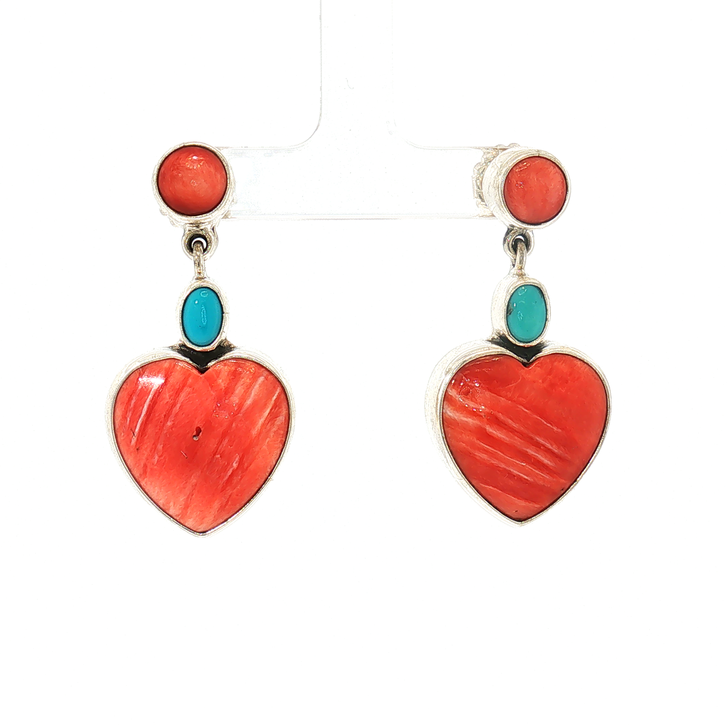 Federico Red Spiny & Turquoise Heart Earrings
