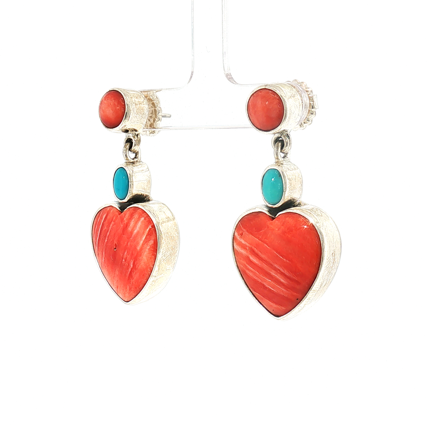 Federico Red Spiny & Turquoise Heart Earrings