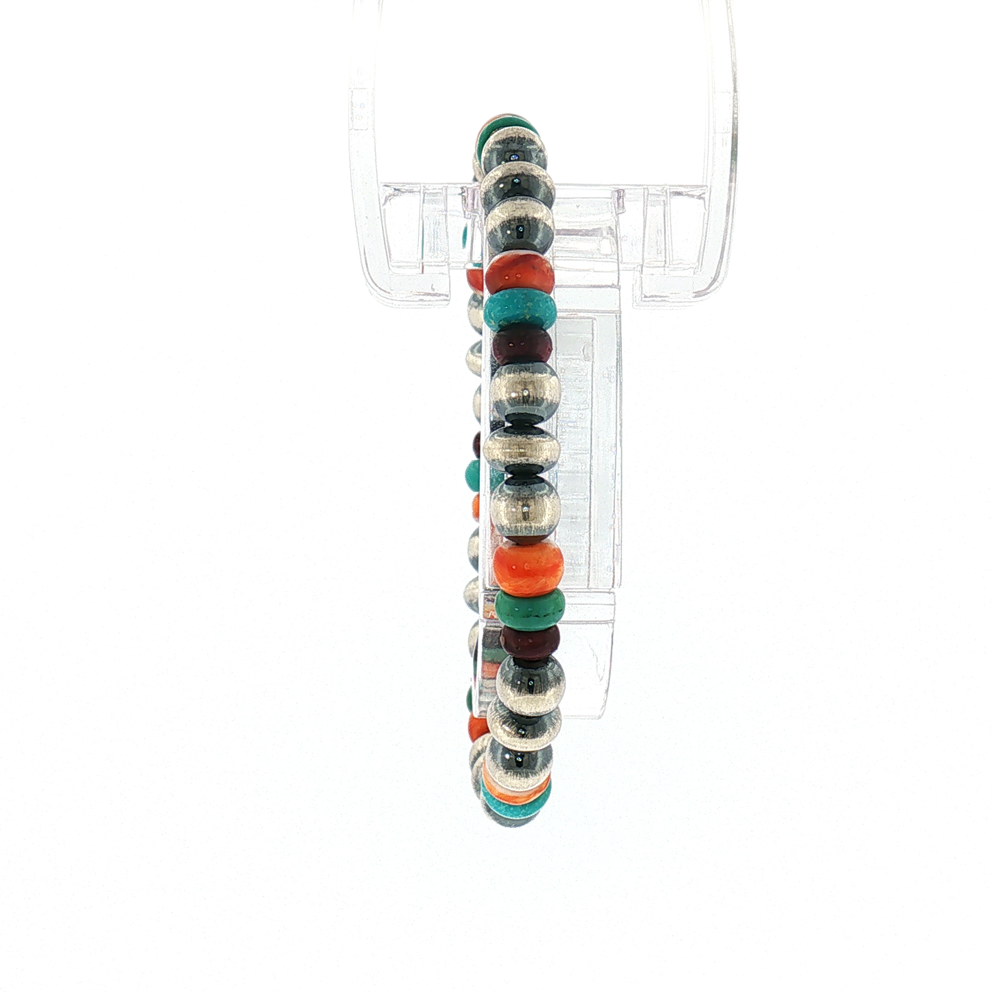 Sterling Pearl Stretch Bracelet with Spiny & Turquoise