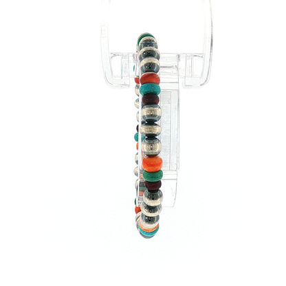 Sterling Pearl Stretch Bracelet with Spiny & Turquoise