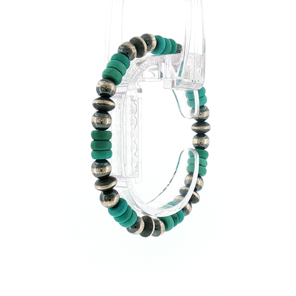 Turquoise & Pearl Stretch Bracelet