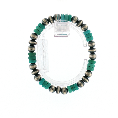 Turquoise & Pearl Stretch Bracelet
