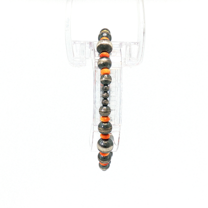 Orange Spiny & Pearl Stretch Bracelet