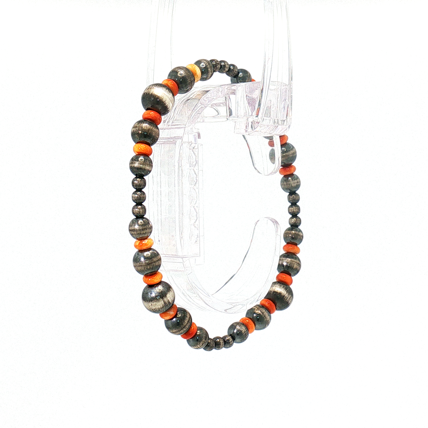 Orange Spiny & Pearl Stretch Bracelet