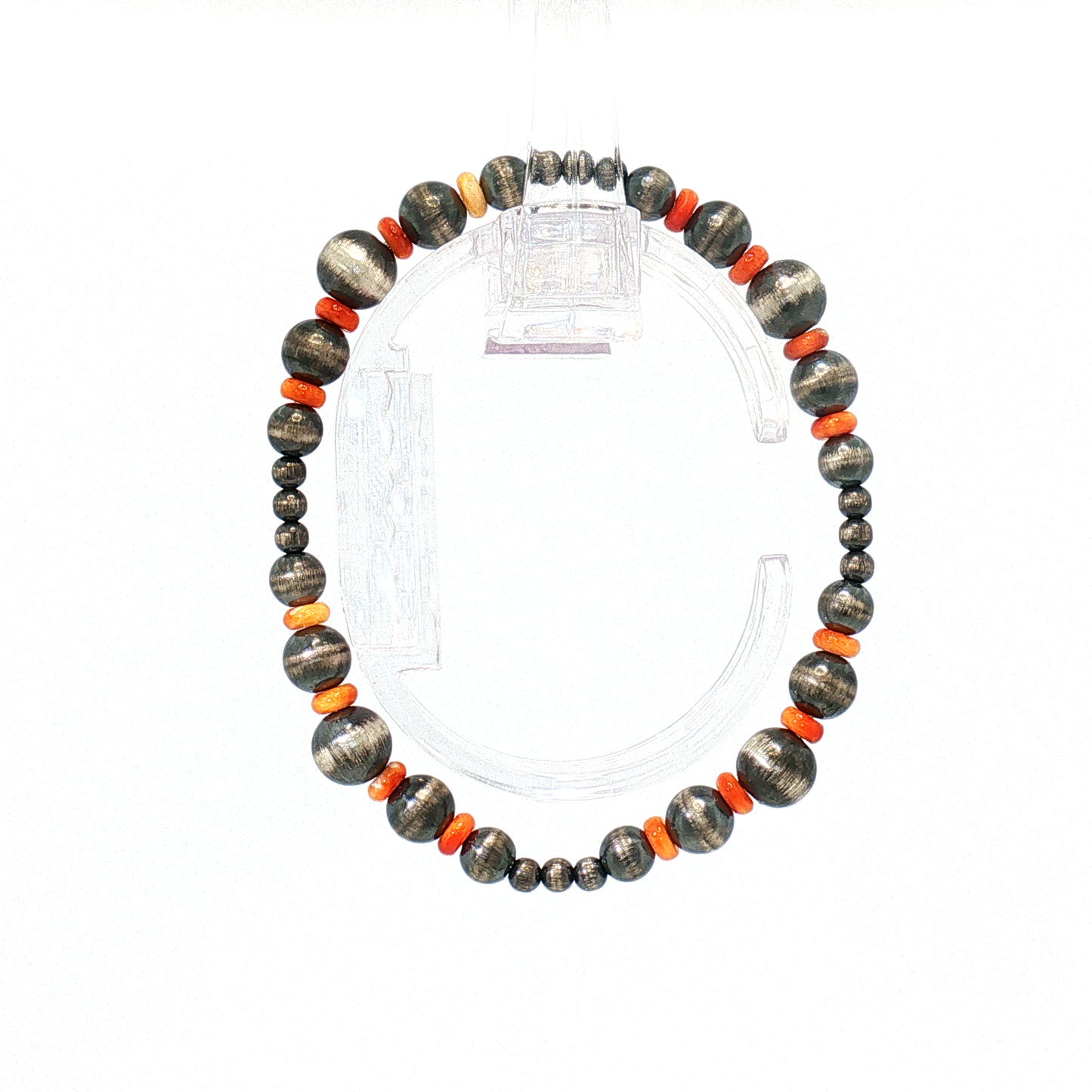 Orange Spiny & Pearl Stretch Bracelet