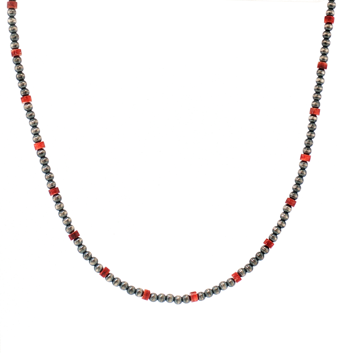 Red Spiny and 4mm Pearl Necklace