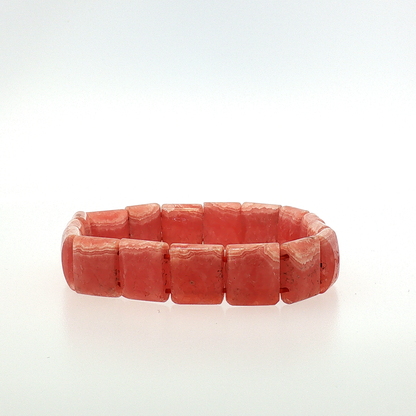 Rhodochrosite Square Stone Stretch Bracelet