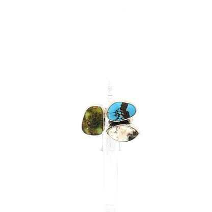 Three Stone Mixed Mine Ring Adjustable