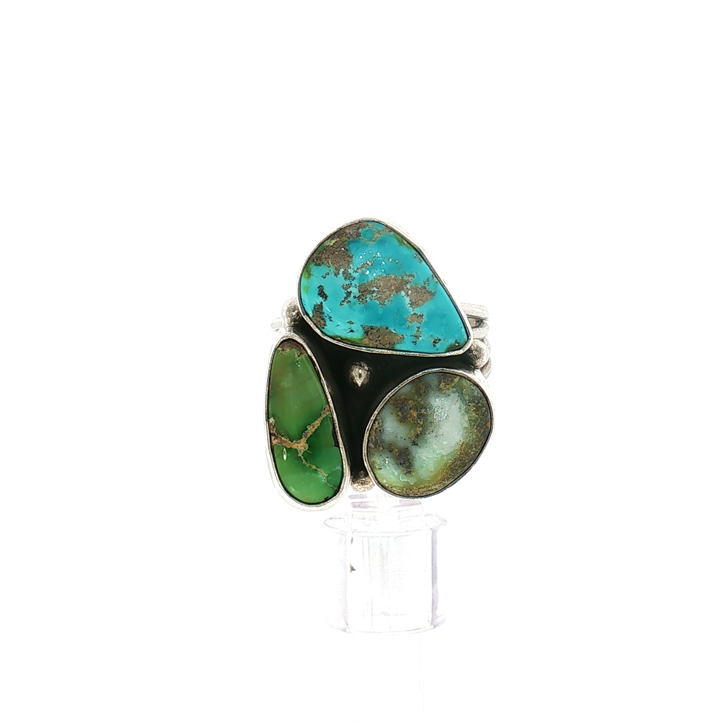 Three Stone Mixed Mine Ring- Size 7
