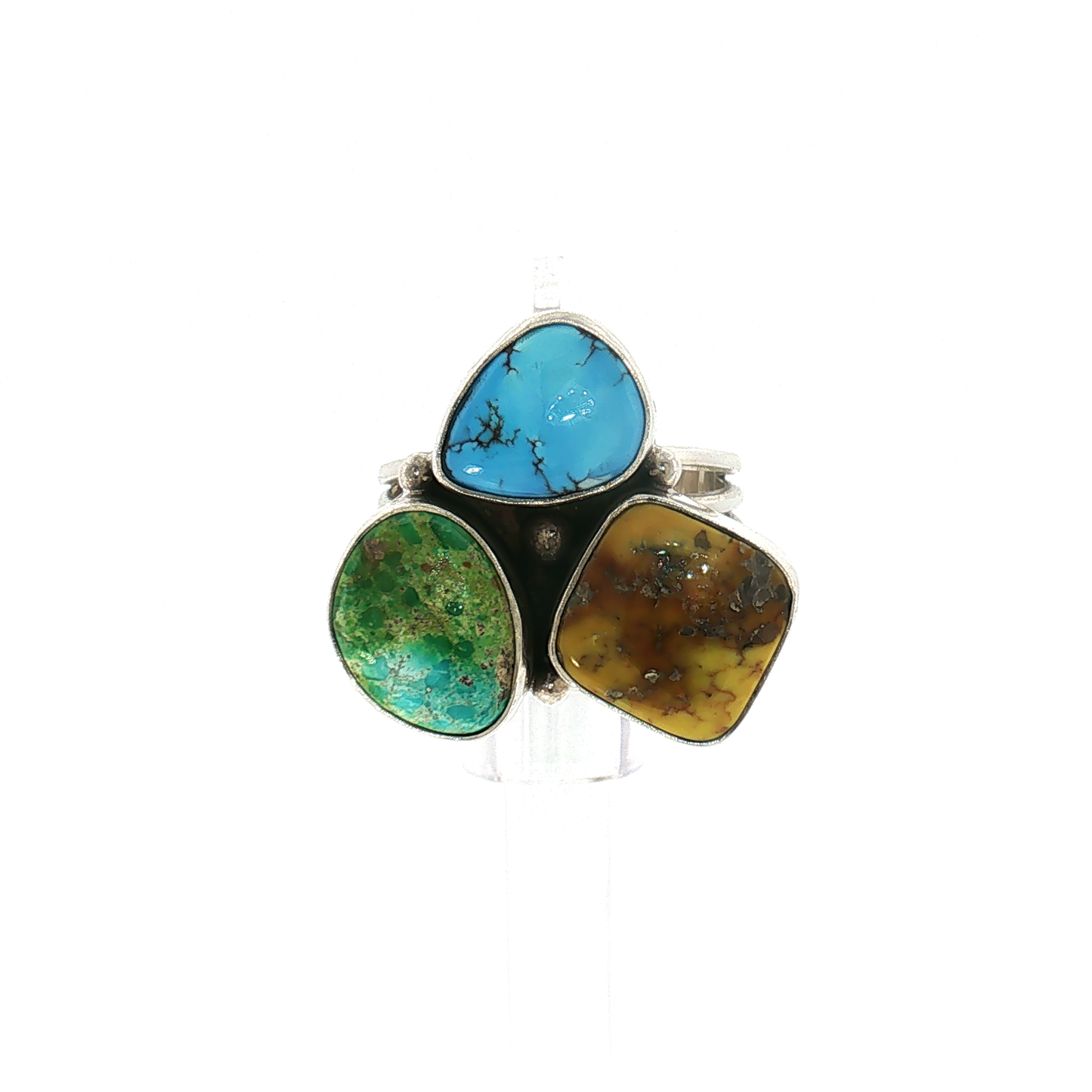 Three Stone Mixed Mine Ring- Size 10
