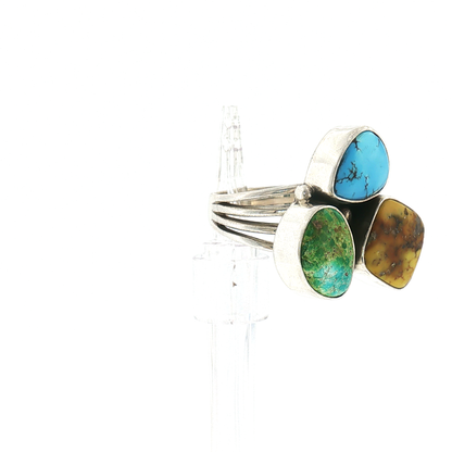 Three Stone Mixed Mine Ring- Size 10