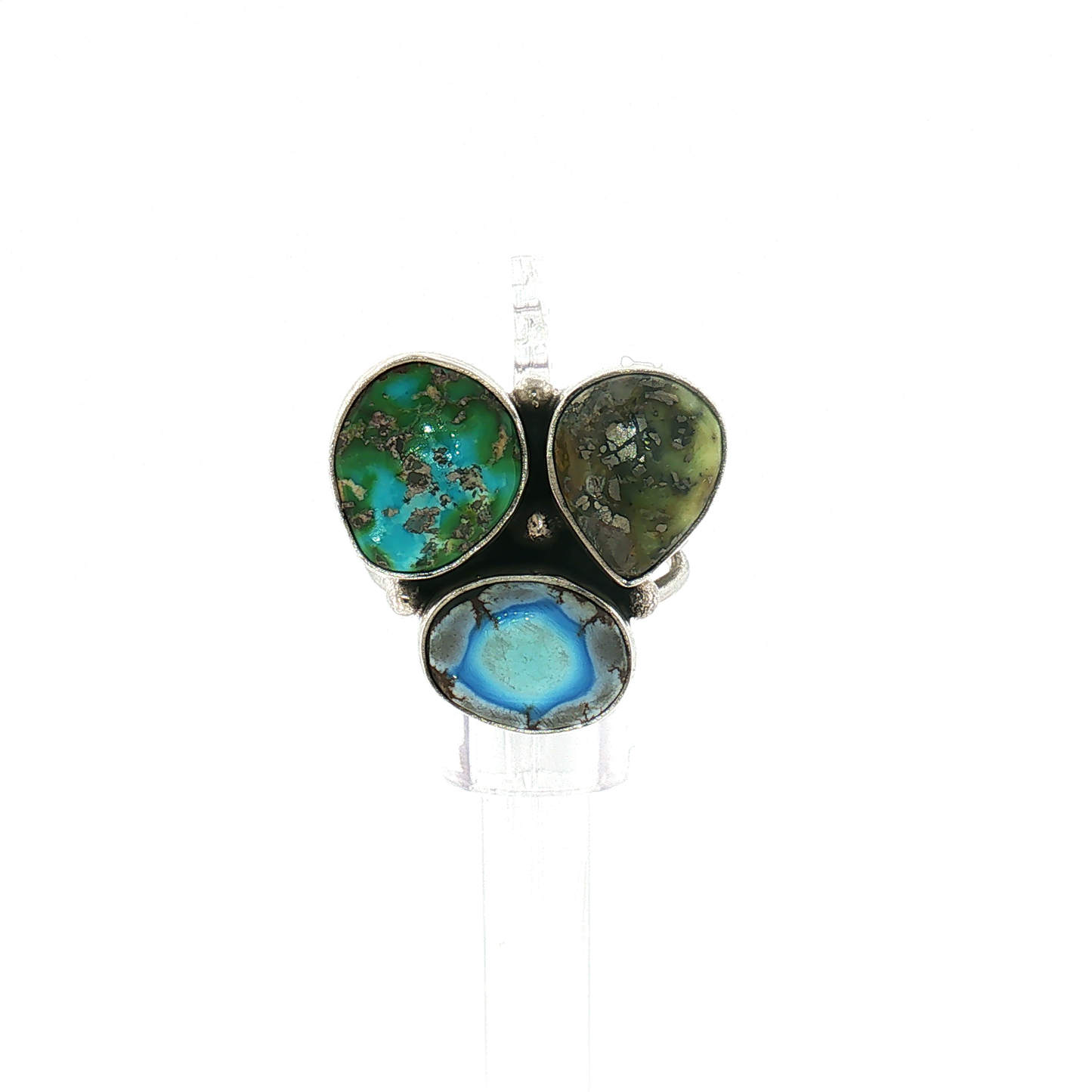 Three Stone Mixed Mine Ring- Size 7