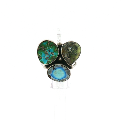 Three Stone Mixed Mine Ring- Size 7