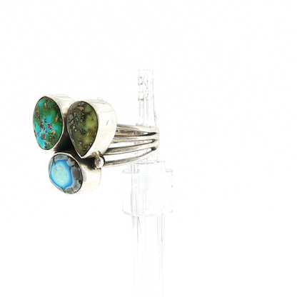 Three Stone Mixed Mine Ring- Size 7