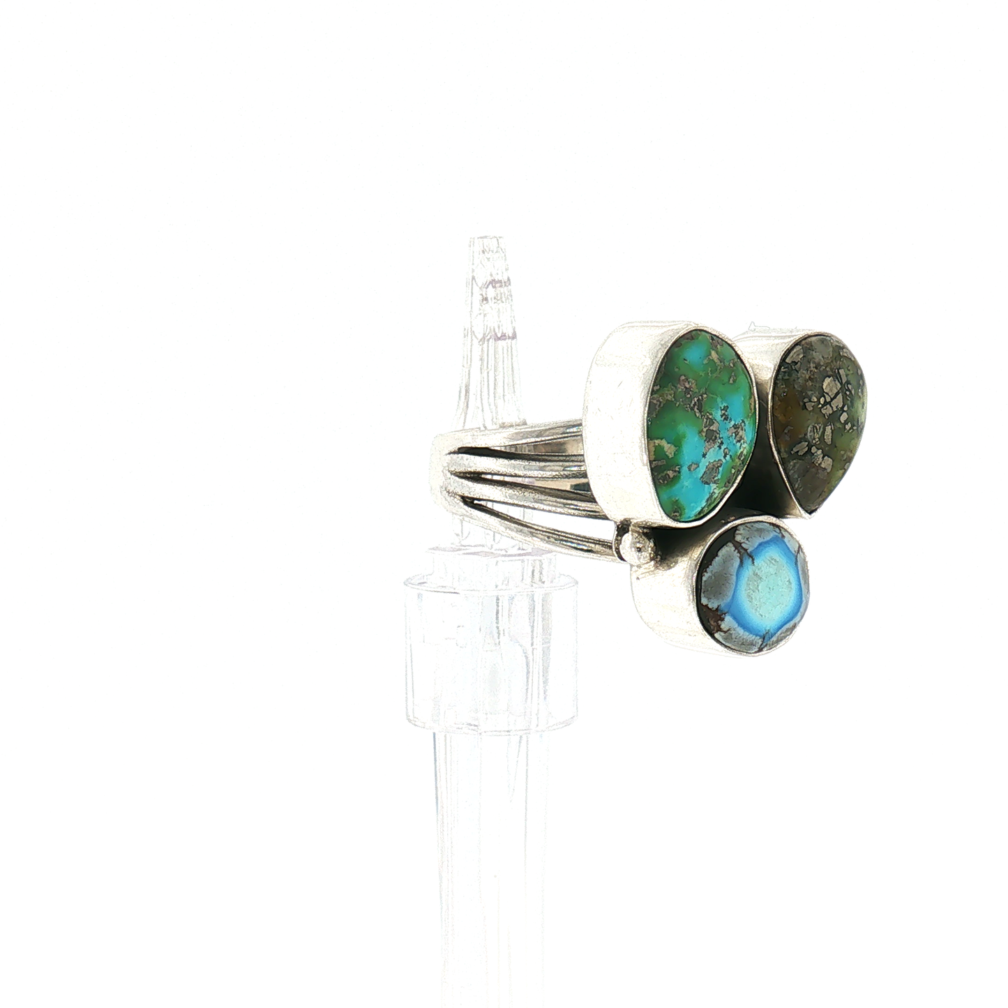 Three Stone Mixed Mine Ring- Size 7
