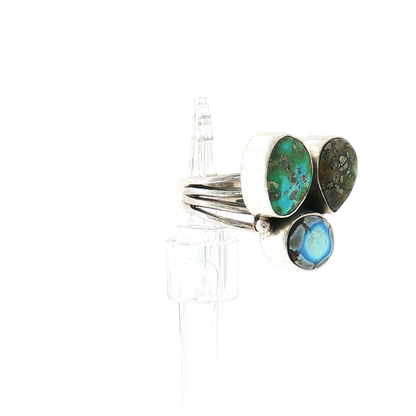 Three Stone Mixed Mine Ring- Size 7