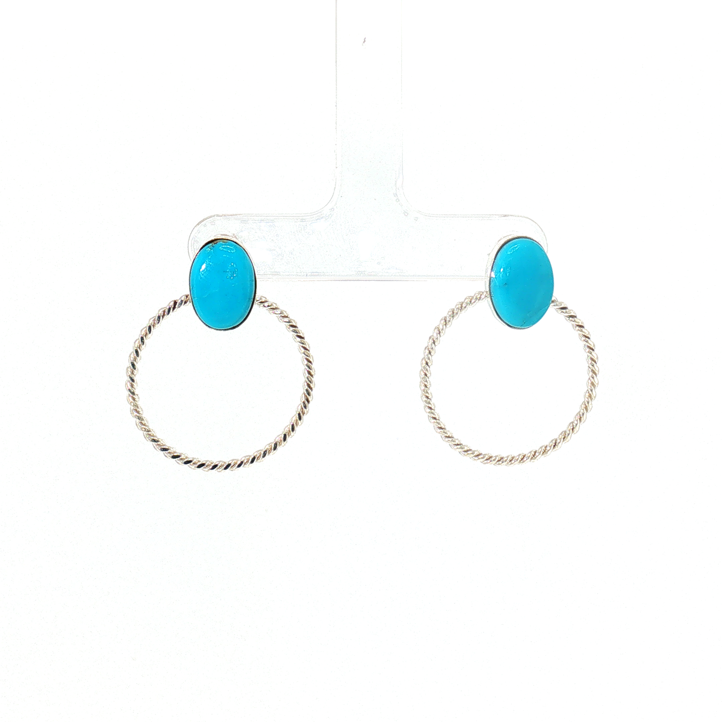 Turquoise Stone Hoop Earrings