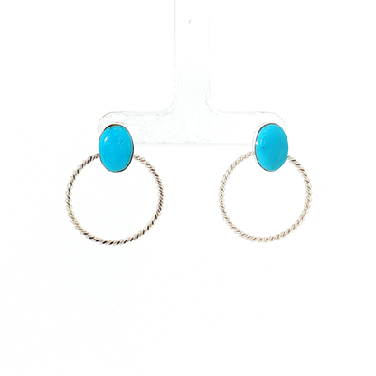 Turquoise Stone Hoop Earrings