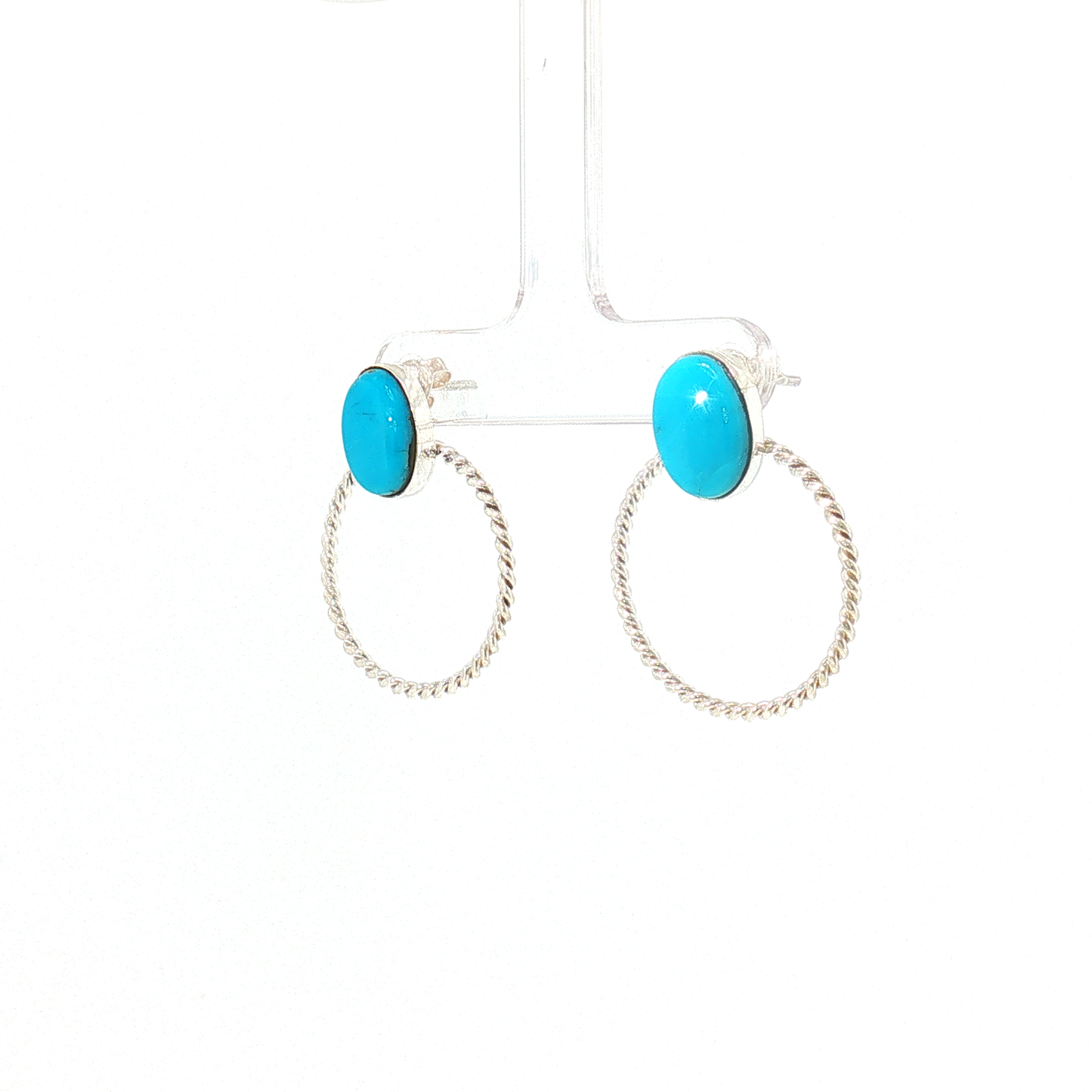 Turquoise Stone Hoop Earrings